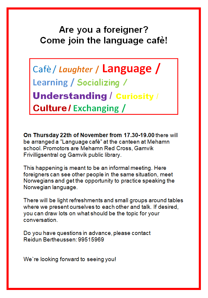 Invitation language cafe